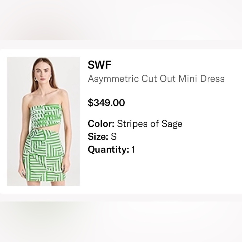 SWF Green Striped Women's Dress NWT